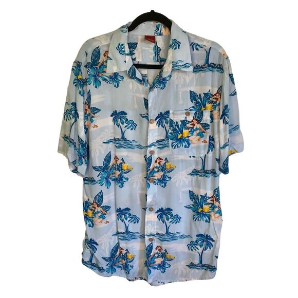 Junction West Tiki Pin-up Tropical Shirt Short Sleeve Button Front Men's Size L - Picture 1 of 5